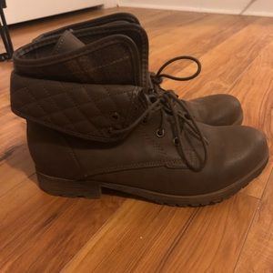 Brown combat boots